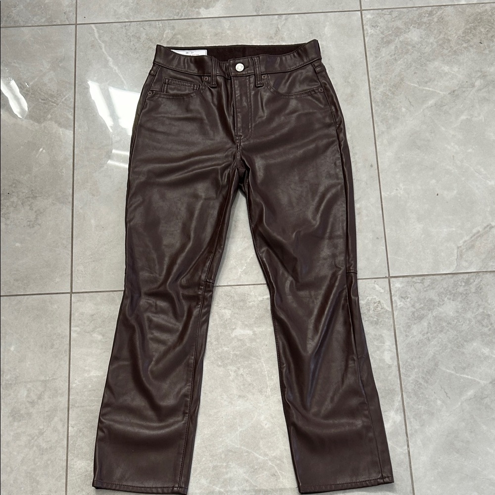 GAP High Rise Pants faux leather pants in  Brown